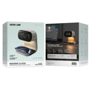 ساعت رومیزی شارژر بی‌سیم گرین لاین مدل Bedside Clock