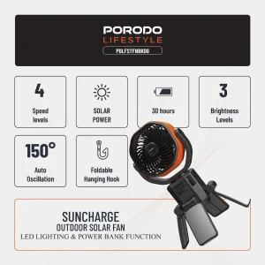 پنکه خورشیدی قابل حمل پرودو مدل Porodo SunCharge Outdoor Solar Fan