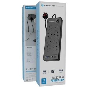 استریپ برق 8 پورت پاورولوژی مدل Powerology Power Strip 8AC 2990W