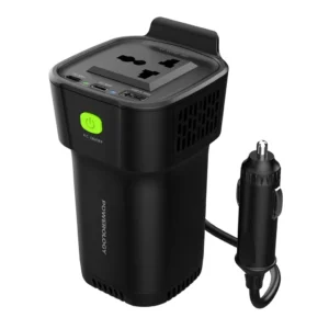 اینورتر برق خودرو Powerology با خروجی AC، USB-A، دو عدد Type-C و خروجی DC