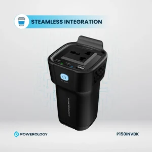 اینورتر برق خودرو Powerology با خروجی AC، USB-A، دو عدد Type-C و خروجی DC