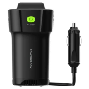 اینورتر برق خودرو Powerology با خروجی AC، USB-A، دو عدد Type-C و خروجی DC