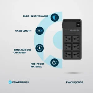 چندراهی برق هوشمند powerology ظرفیت 2500w با کابل جمعشونده