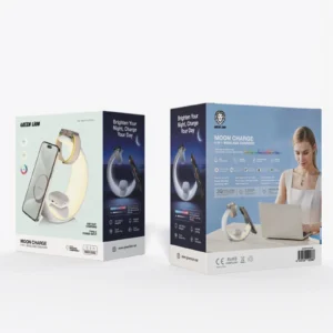 شارژر وایرلس و چراغ مهتابی 4 کاره گرین لاین Green Lion Moon Charge 4 in 1 Wireless Charger GNMONCHSWH