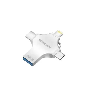 فلش مموری 4 پورت USB-A ، USB-C ، میکرو USB و لایتنینگ چند کاره گرین لاین Green Lion Flash Drive GN4IN1USB128