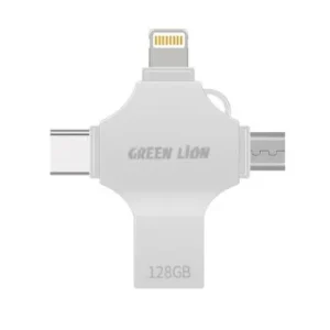 فلش مموری 4 پورت USB-A ، USB-C ، میکرو USB و لایتنینگ چند کاره گرین لاین Green Lion Flash Drive GN4IN1USB128