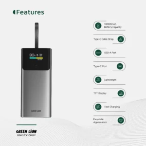 پاوربانک Green Lion مدل Voltix ظرفیت ۱۰۰۰۰ میلی‌آمپر