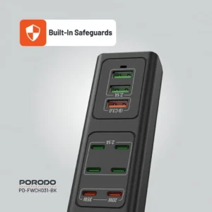 هاب شارژر USB چند پورت Porodo مدل FWC031 توان ۸۵ وات