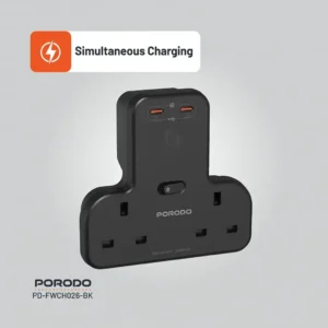 چندراهی برق Porodo مدل FWC026 با توان ۳۲۵۰ وات و خروجی PD 45W