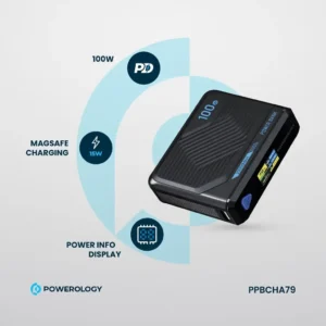 پاوربانک 100 وات پاورولوژی مدل PPBCHA79 ultra mini ظرفیت 20000 میلی آمپر
