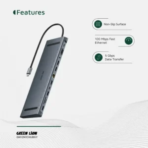هاب USB-C گرین لاین مدل 12 در 1 Green Lion 12-in-1 4K HDMI USB-C Hub