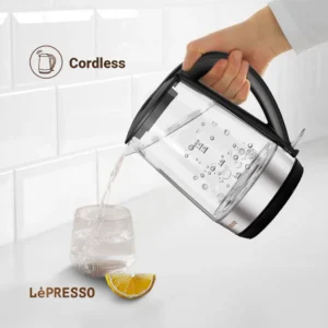 کتری برقی شیشه‌ای لپرسو مدل 360 درجه با ظرفیت 1.7 لیتر