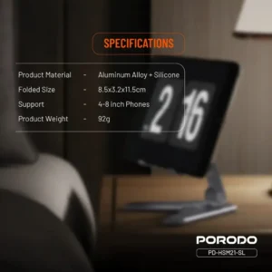 استند موبایل آلومینیومی پرودو مدل Porodo Aluminum Alloy Mobile Stand (HS21)
