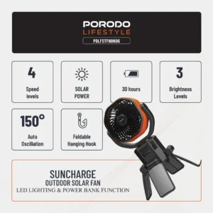 پنکه خورشیدی قابل حمل پرودو مدل Porodo SunCharge Outdoor Solar Fan