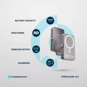 پاوربانک 10000 میلی‌آمپر پاورولوژی مگ‌سیف مدل Powerology 10000mAh MagSafe Power Glass Surface Powerology