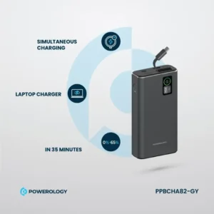 پاوربانک آلومینیومی پاورولوژی ۲۰۰۰۰ میلی‌آمپر ۶۵ وات مدل Powerology Aluminum Power Bank 20000mAh 65W