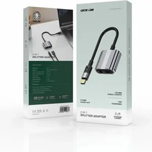 مبدل اسپلیتر گرین لاین تایپ‌سی به جک ۳.۵ میلی‌متری + شارژ | Green Lion Type-C to 3.5mm Audio + Charging Splitter