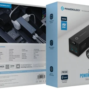 پاور اینورتر خودرو پاورولوژی مدل PWC064 (۳۰۰ وات، PD 65W) | Powerology Car Power Inverter PWC064 300W PD 65W