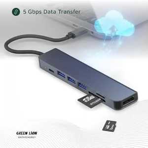 هاب ۷ در ۱ گرین لاین مدل Green Lion 7-in-1 USB-C Hub Super Speed