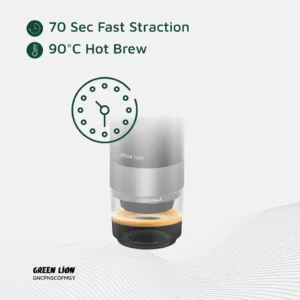 قهوه‌ساز قابل حمل گرین لاین مدل Campinas (۲۰ بار فشار، ۷۲ وات، نمایشگر LED) Green Lion Campinas Portable Coffee Maker 20Bar 72W LED