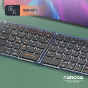 کیبورد بیسیم تاشو پرودو مدل Porodo Crystal Shell Wireless Foldable Keyboard