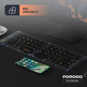 کیبورد بیسیم تاشو پرودو مدل Porodo Crystal Shell Wireless Foldable Keyboard