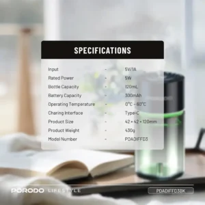 دستگاه خوشبوکننده پرودو مدل Porodo Lifestyle Valencia Smart Aroma Diffuser 150ml
